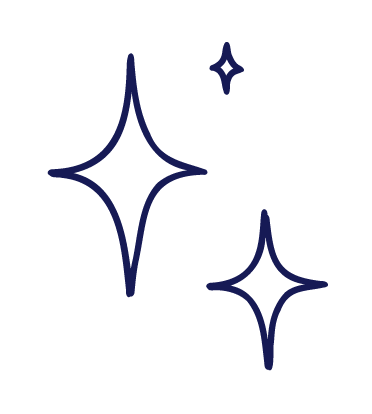 Three sparkling star icons on a black background.