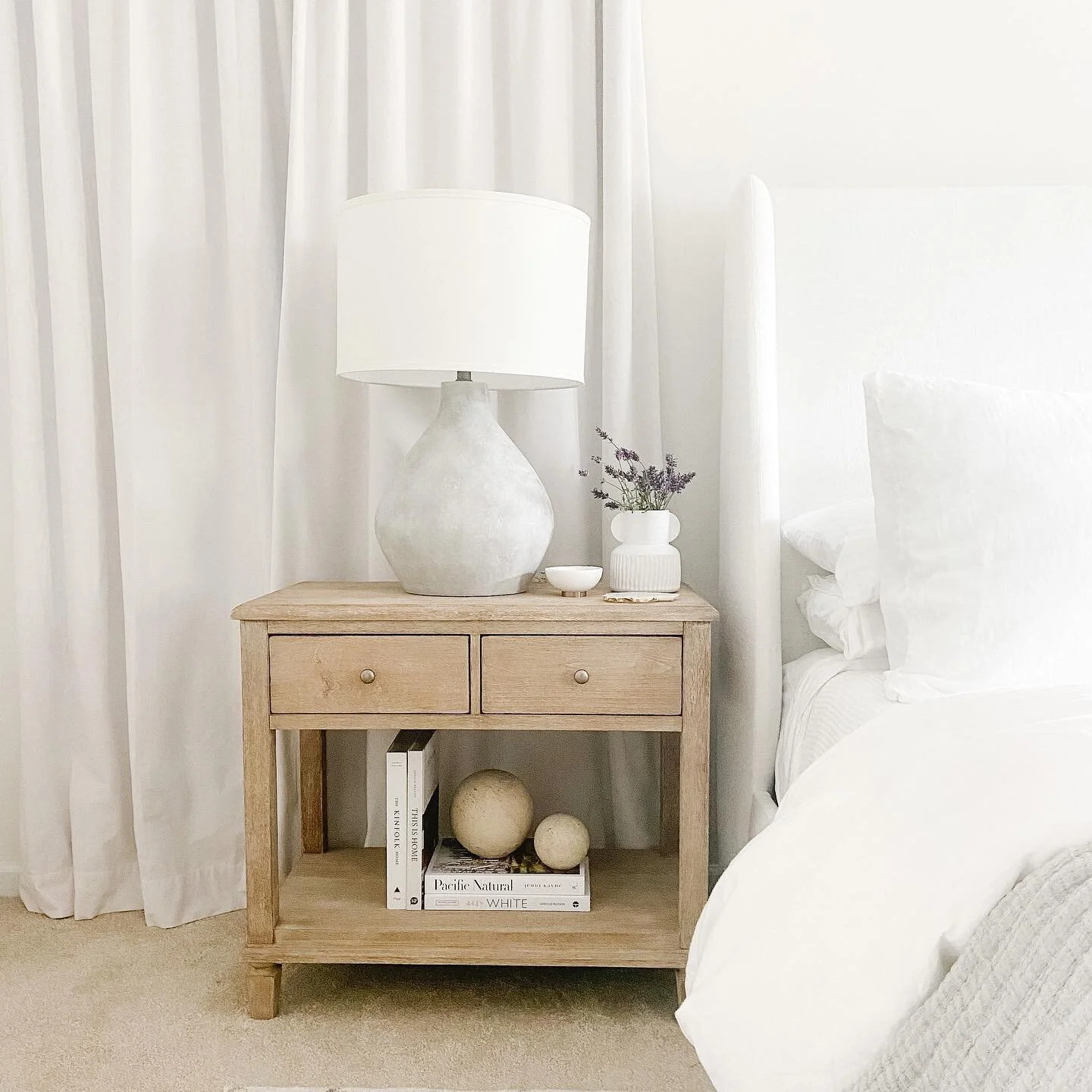 Fresh lavender is the perfect pop of color in a neutral bedroom. 

You can shop this post one of three ways:
&bull;Click the link in my bio
&bull;Follow merrillhenderson in the LIKEtoKNOW.it app to instantly shop all my posts
&bull;Download the LIKEt
