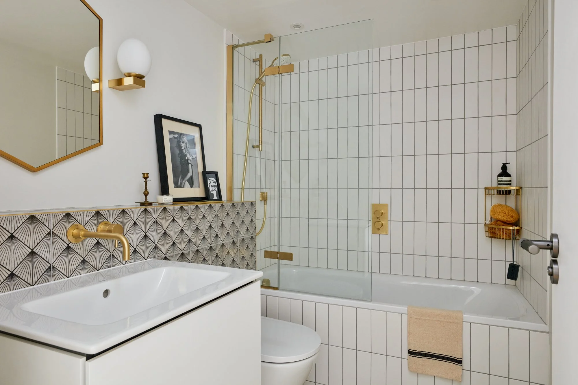 Guest Bathroom with Statement Art Deco Tiles