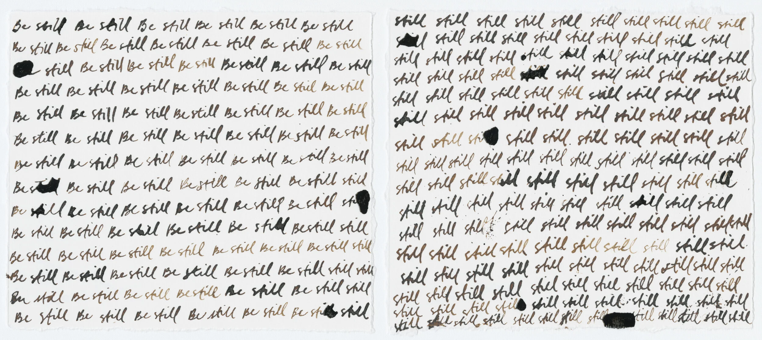 Be Still (diptych).  2020.  4 3/4 x 11 inches.  Ink on Paper.