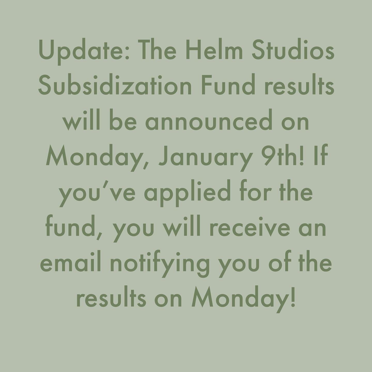 Thank you to everyone who applied for this years&rsquo; Subsidization Fund! Our team of volunteer jury members are currently reviewing applications, and will have selected 10 successful applicants by Monday, January 9th 2023. If you applied, you will