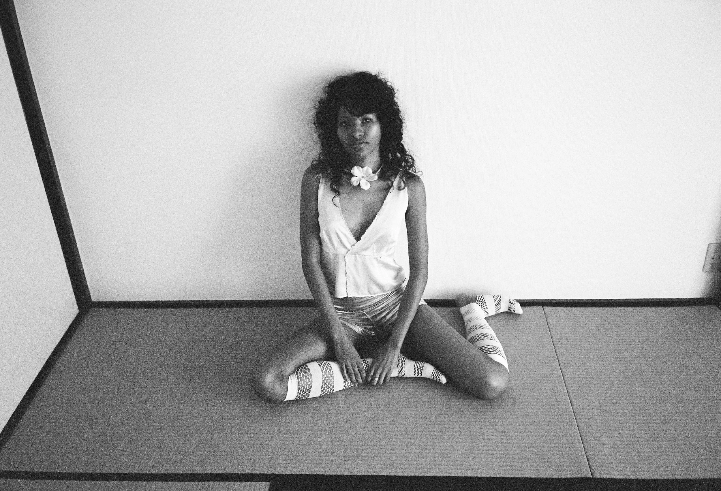 MAYA wears Top Fumika_Uchida(Cliff co.,ltd.), Shorts and Socks Stylist’s own.