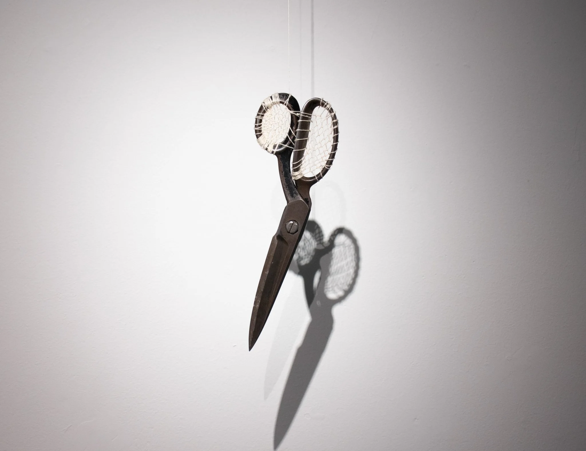 Lace Obstruction, fabric sheers, and Irish lace pattern with cotton thread, 7 x 3 x .5 in., 2025