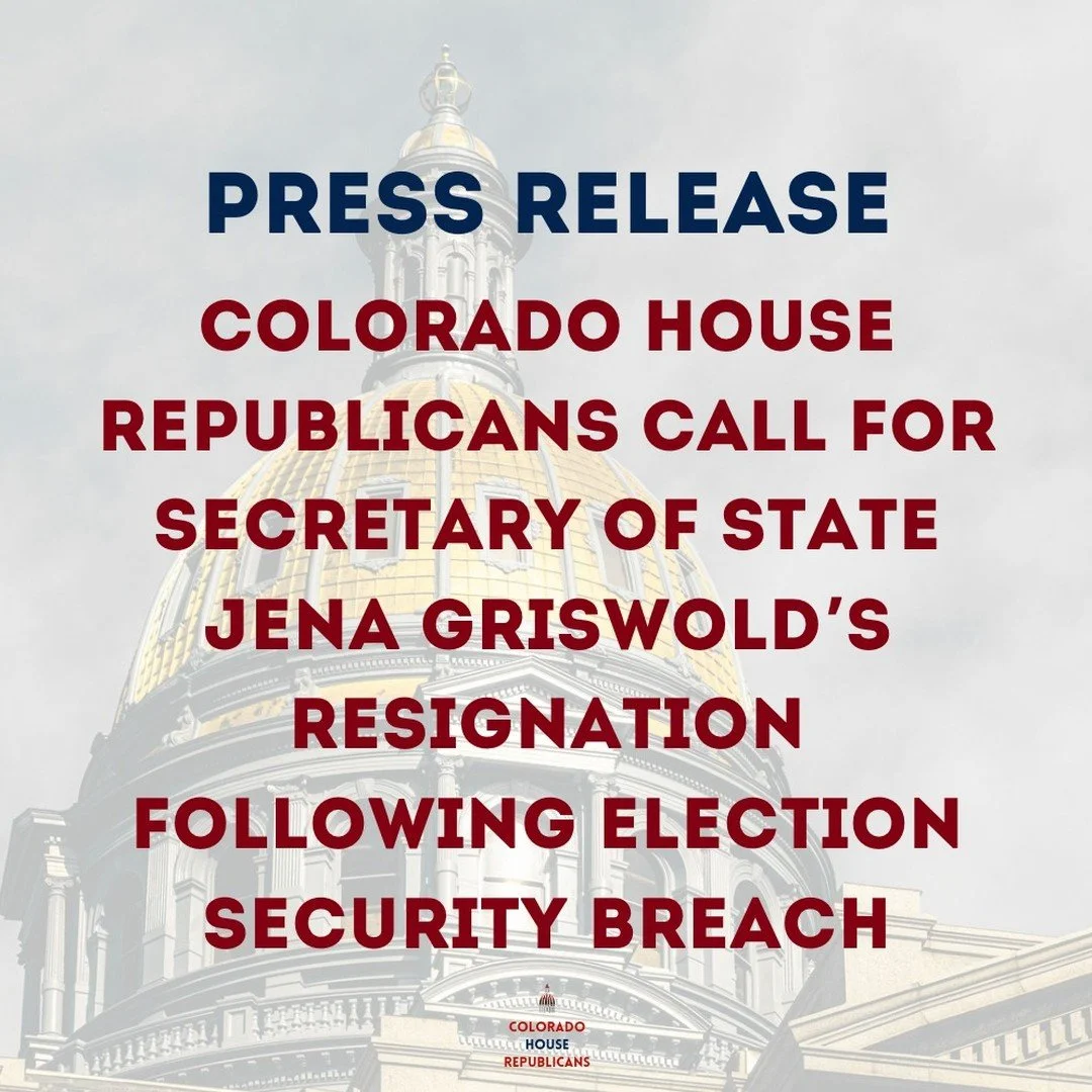 (Denver, CO - October 30, 2024) In response to a serious breach of voting system security protocols by the Secretary of State&rsquo;s office, which posted critical election equipment passwords online, Colorado House Republicans issued the following s