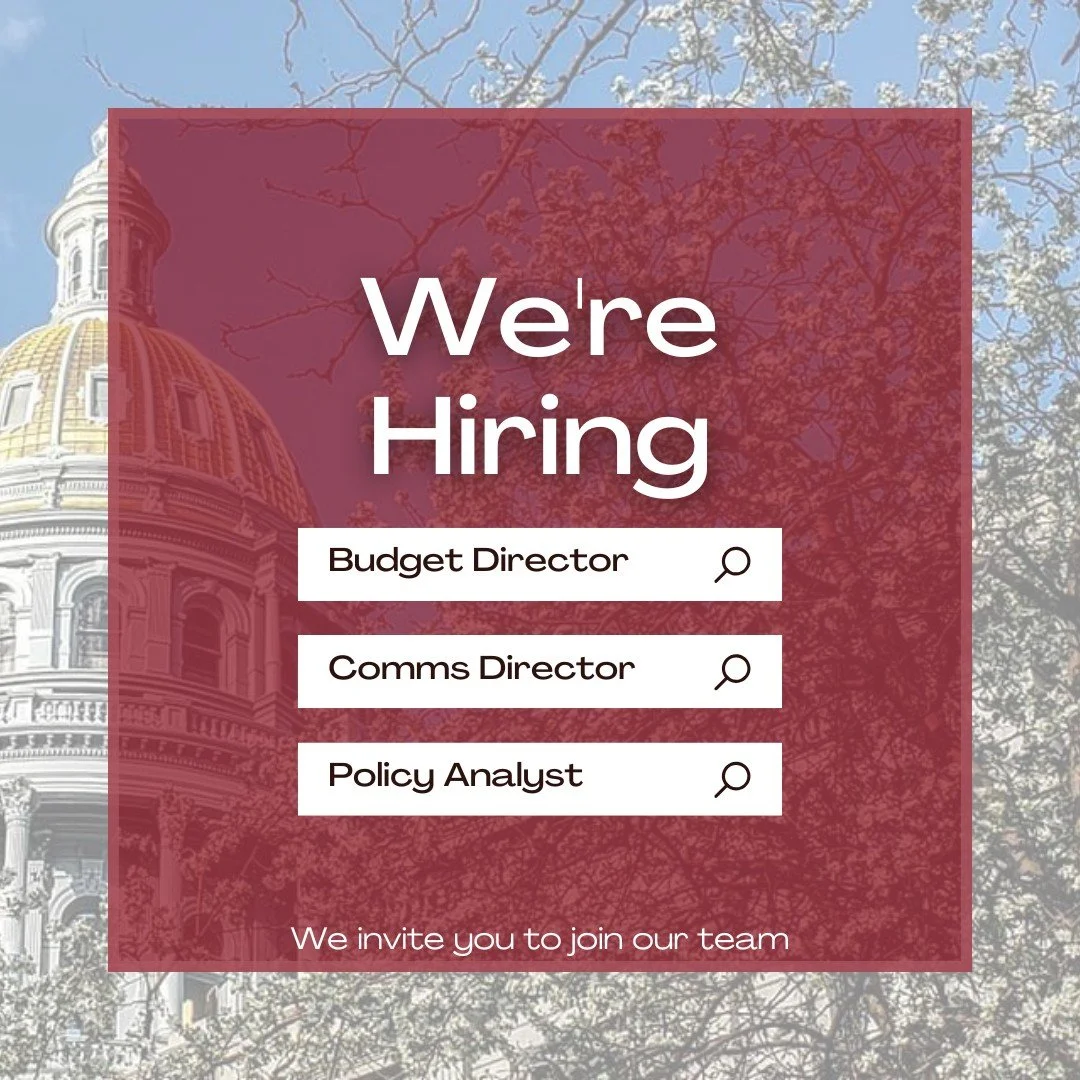 Colorado House Republicans are hiring! We are currently seeking qualified applicants for the following positions:

- Budget Director
- Communications Director
- Policy Analyst

Learn more: https://www.coloradohouserepublicans.com/staff