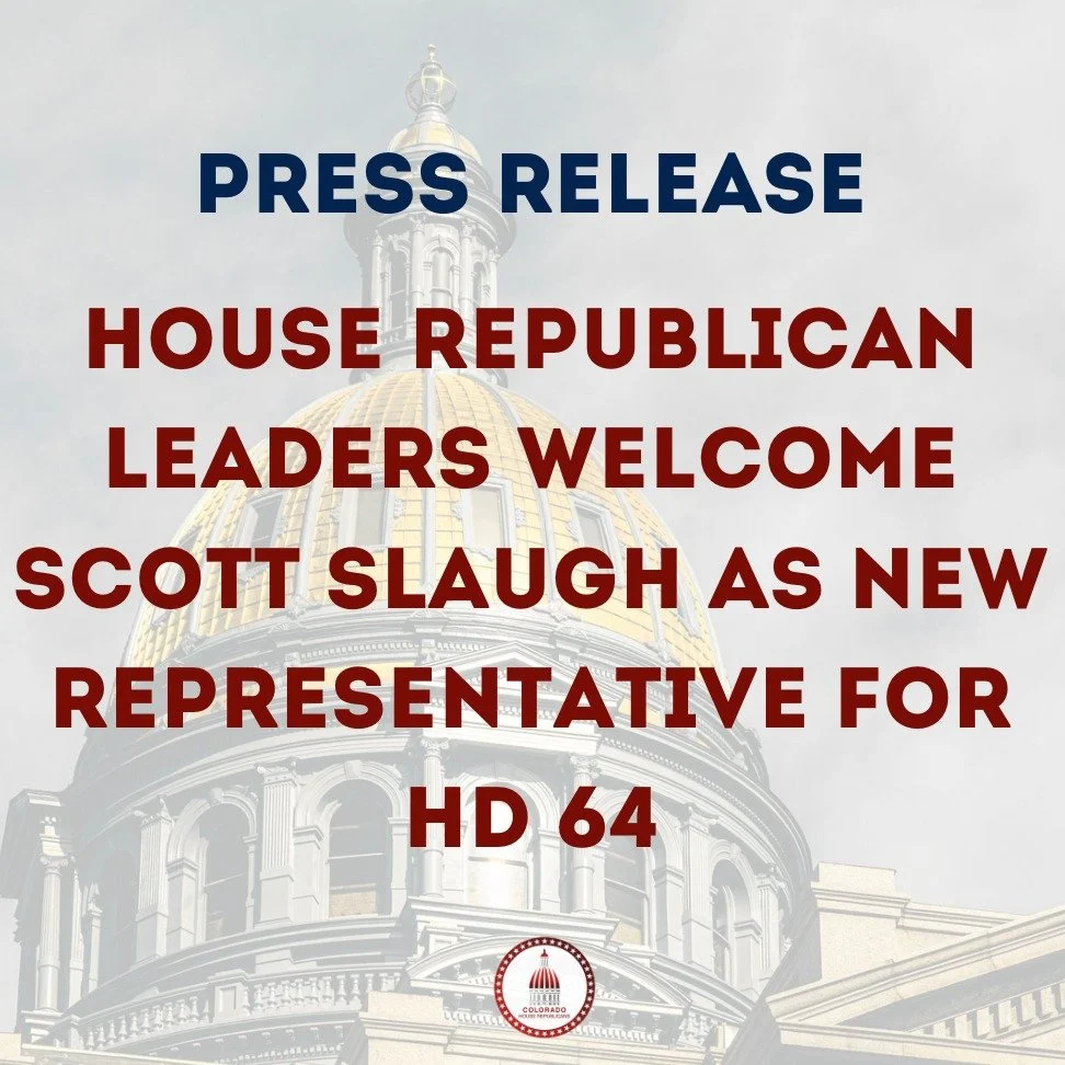 We are incredibly excited to welcome Scott Slaugh as the new Representative for HD64. As a 5th-generation Coloradan, 4th-generation Veteran, and small business owner, Scott brings a record of service and will be a strong voice for rural Colorado.

ht