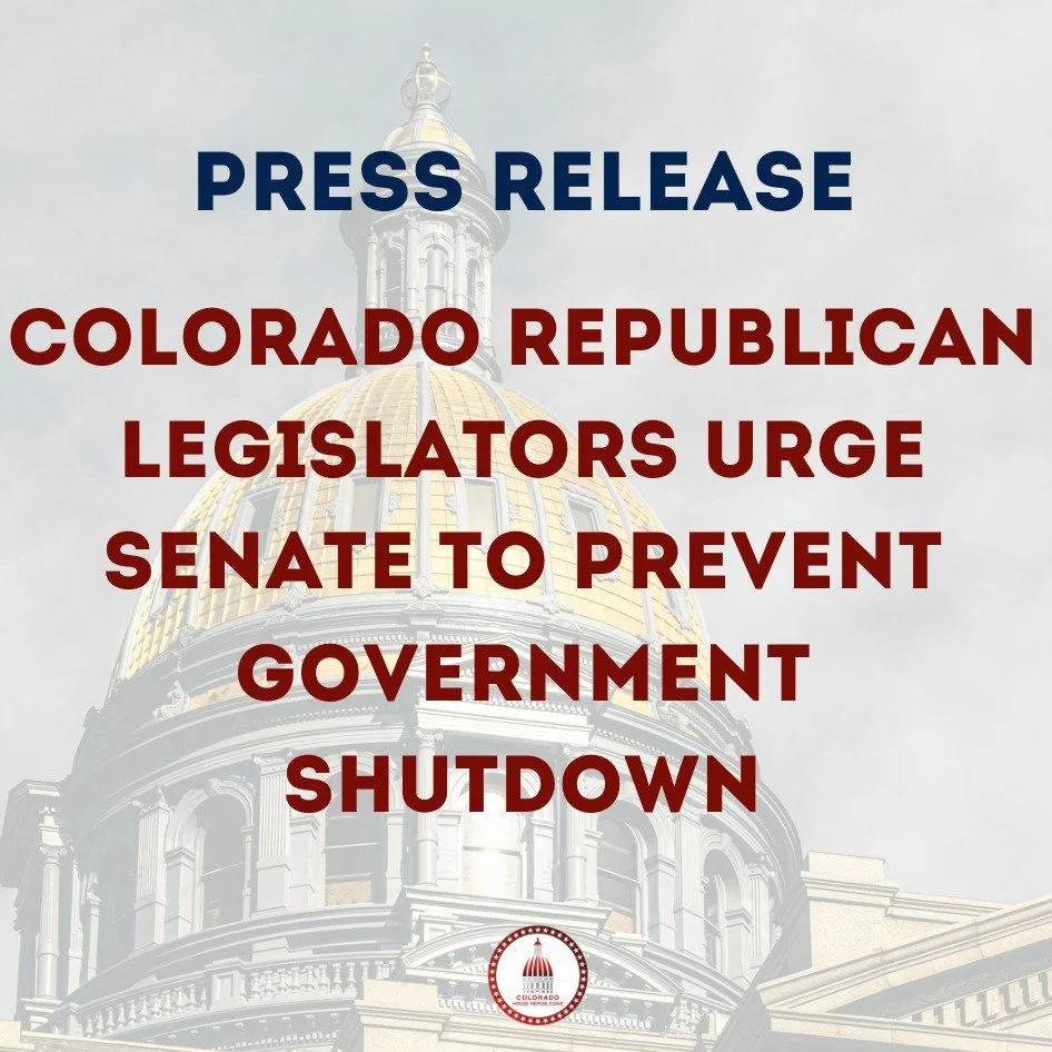 Colorado Republican Legislators are urging the U.S. Senate to act now and prevent a government shutdown. A shutdown would jeopardize essential services, delay pay for service members &amp; first responders, and harm Colorado families.

https://vanill