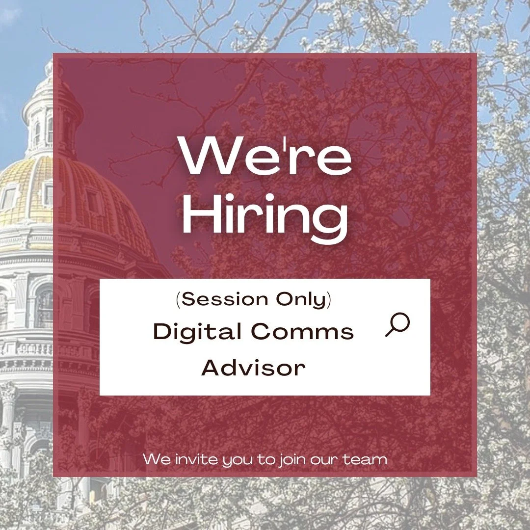 The Colorado House Republicans are hiring! 

We're looking for a Session-Only Digital Communications Advisor to join our team for the 2026 Legislative Session. Help share our message and highlight the work of our caucus.

https://www.coloradohouserep