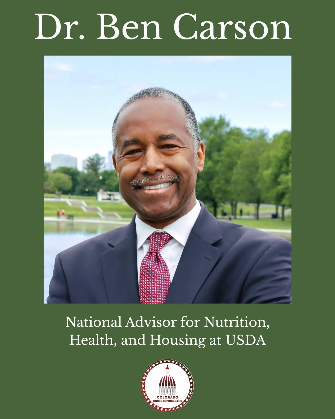 In honor of Black History Month, Colorado House Republicans recognize Dr. Ben Carson, a retired neurosurgeon, academic, author, and government official who served as the 17th United States Secretary of Housing and Urban Development from 2017 to 2021.