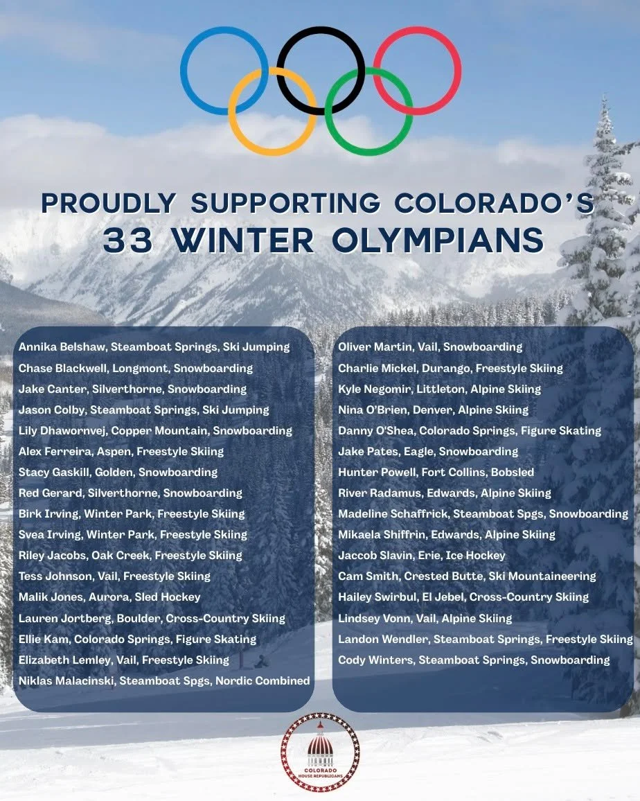 Proud to support Colorado&rsquo;s incredible Winter Olympians and Paralympians. 🇺🇸❄️

Today, the House unanimously passed SJR26-008 to honor the athletes representing our state in 2026. We are cheering you on every step of the way and celebrating y