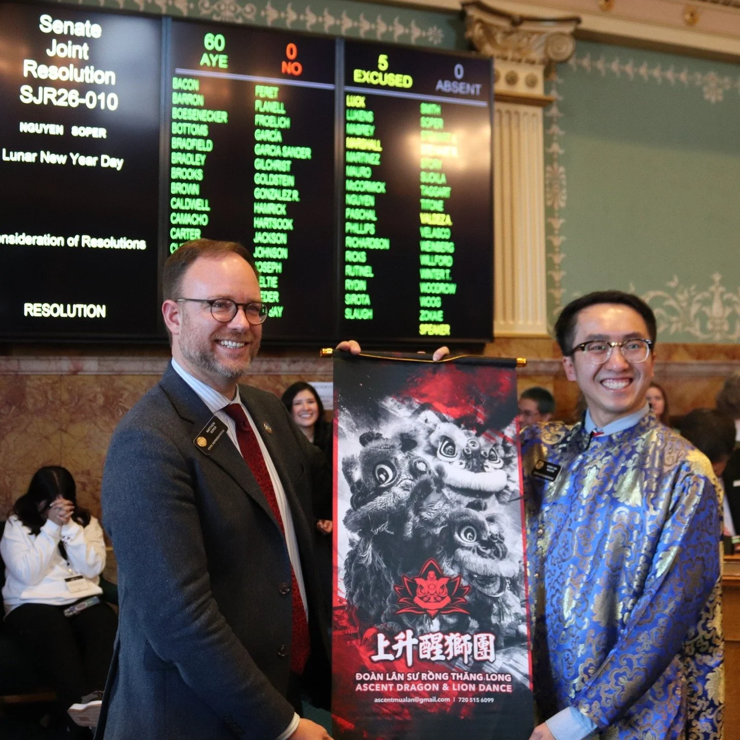Today, Rep. matt.soper.colorado SJR26-010 passed unanimously. This resolution celebrates the 2026 Lunar New Year and honors the rich cultural contributions of Asian American communities across Colorado.