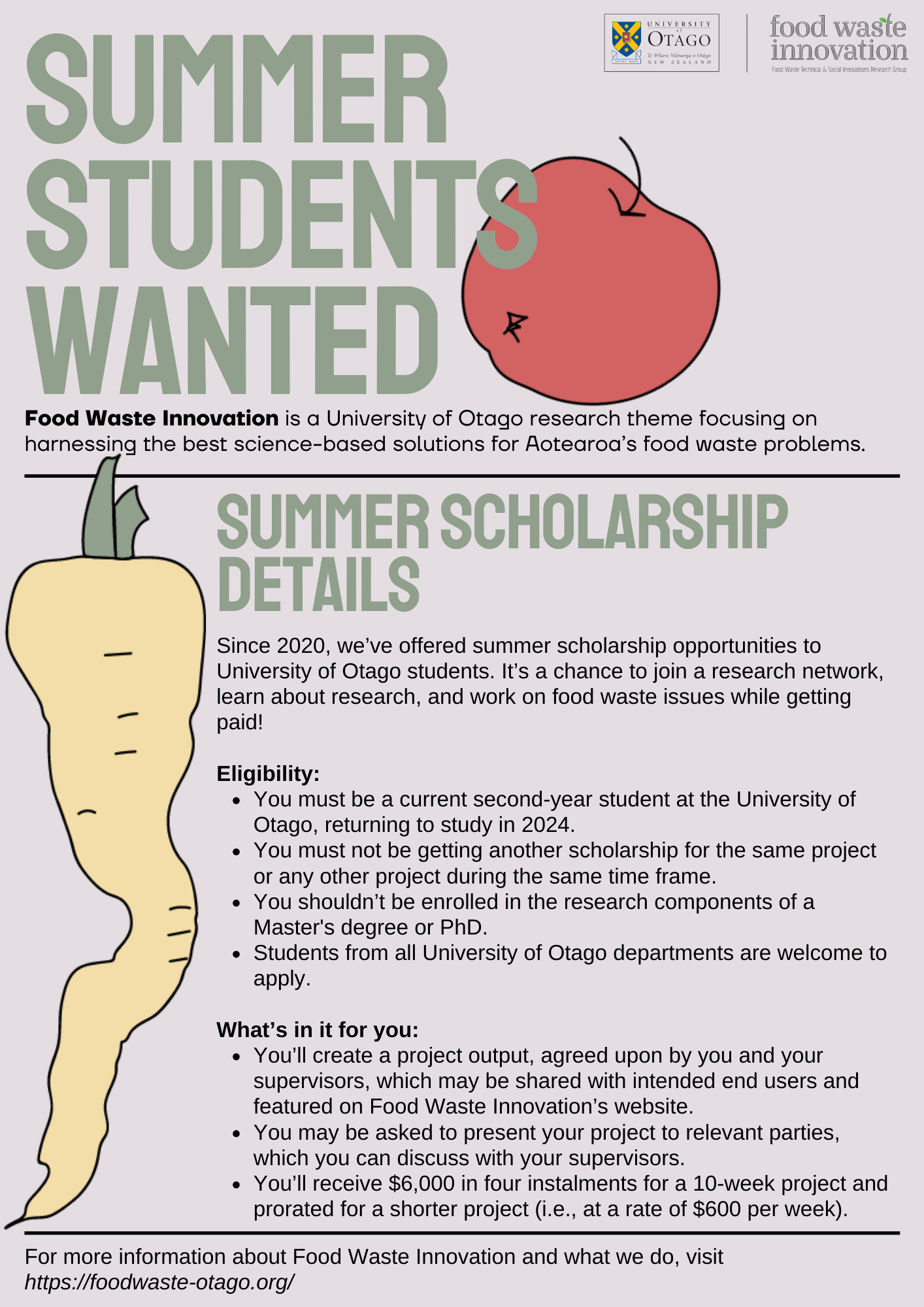 Summer Students Wanted Food Waste Innovation Otago summer-students-wanted-food-waste-innovation-otago