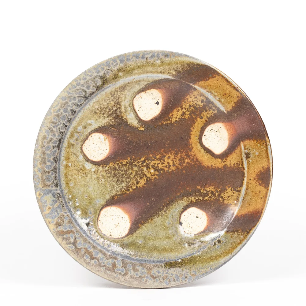 Wood fired ceramic plate