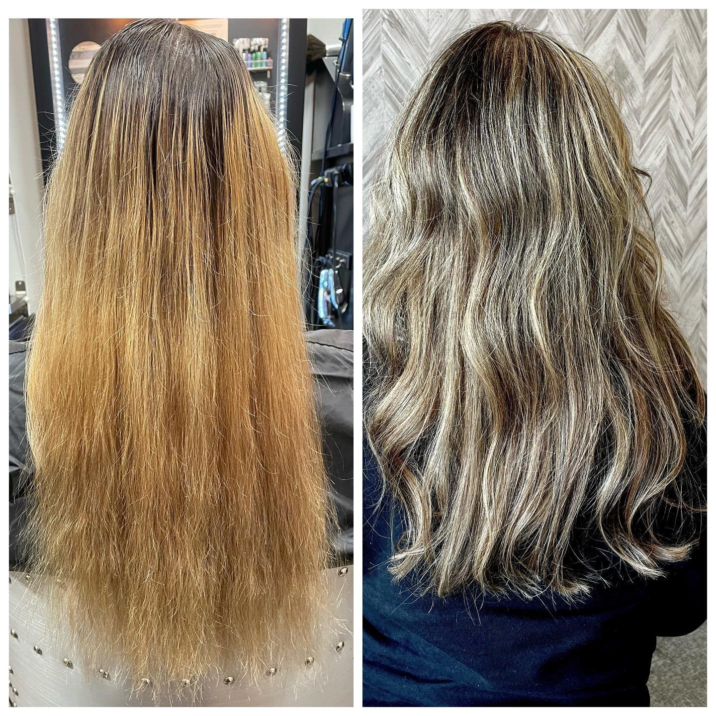 It&rsquo;s been 7 months since Cindy has touched her good friends Liz&rsquo;s hair. (My Cabo Sister) ❤️ So it&rsquo;s time for a total makeover!!! Cindy did a full head of highlights and low lights. Then an ash colored gloss to tone out the unwanted 
