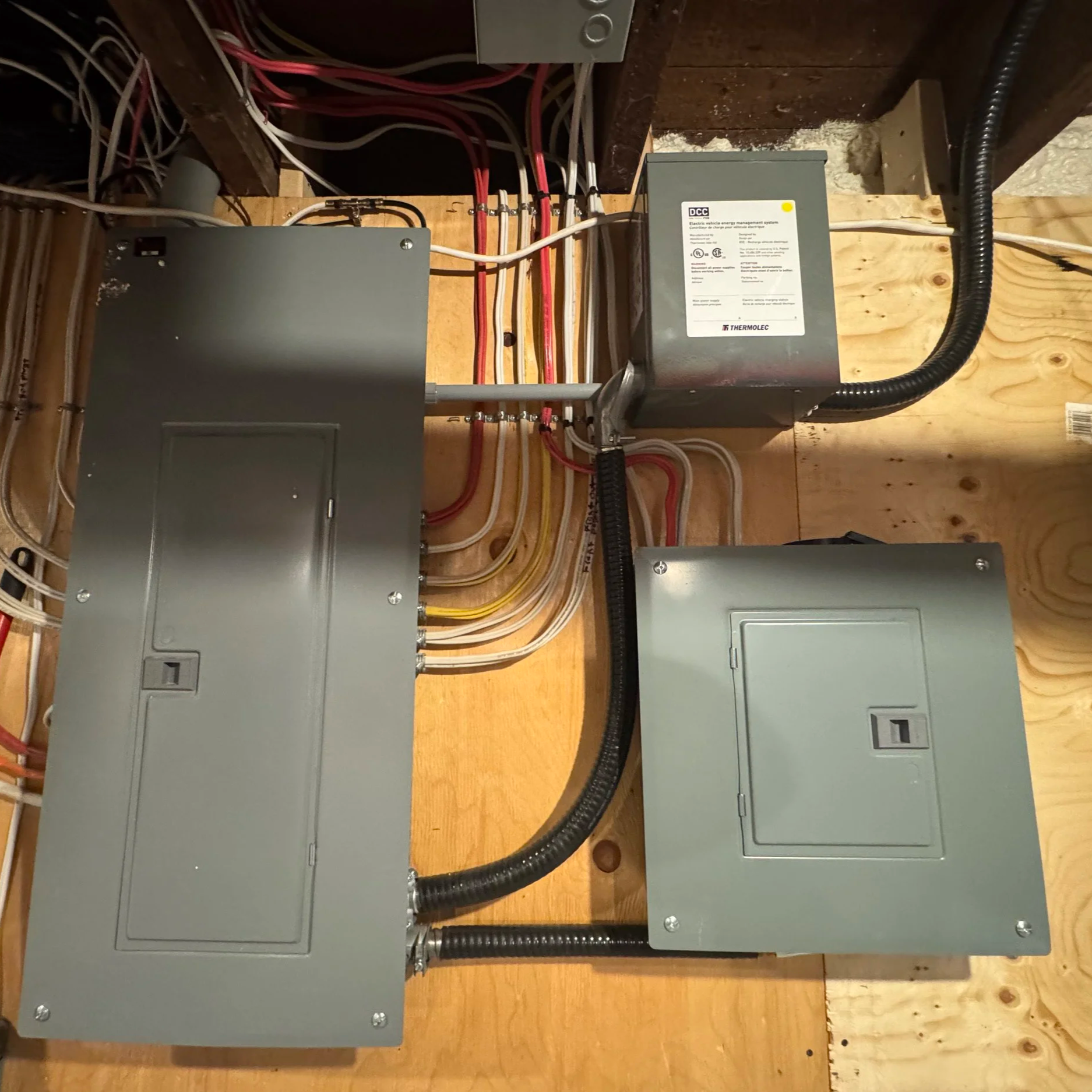 Electrical panel and sub-panel assessed and wired for EV charger dedicated circuit by licensed electricians in Ontario