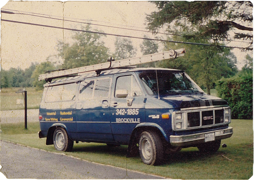 Vintage Eldridge Electric service truck used by Brockville electricians in the 1980s-1990s