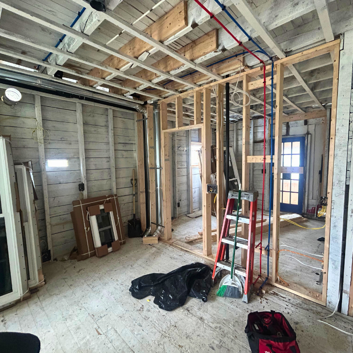 Electrical wiring during whole home restoration project in Brockville — Eldridge Electric licensed electricians coordinating full home rewire in Eastern Ontario