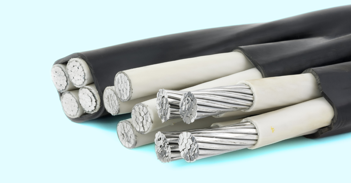 Aluminum electrical cables showing silver conductor strands used in residential wiring in Ontario homes