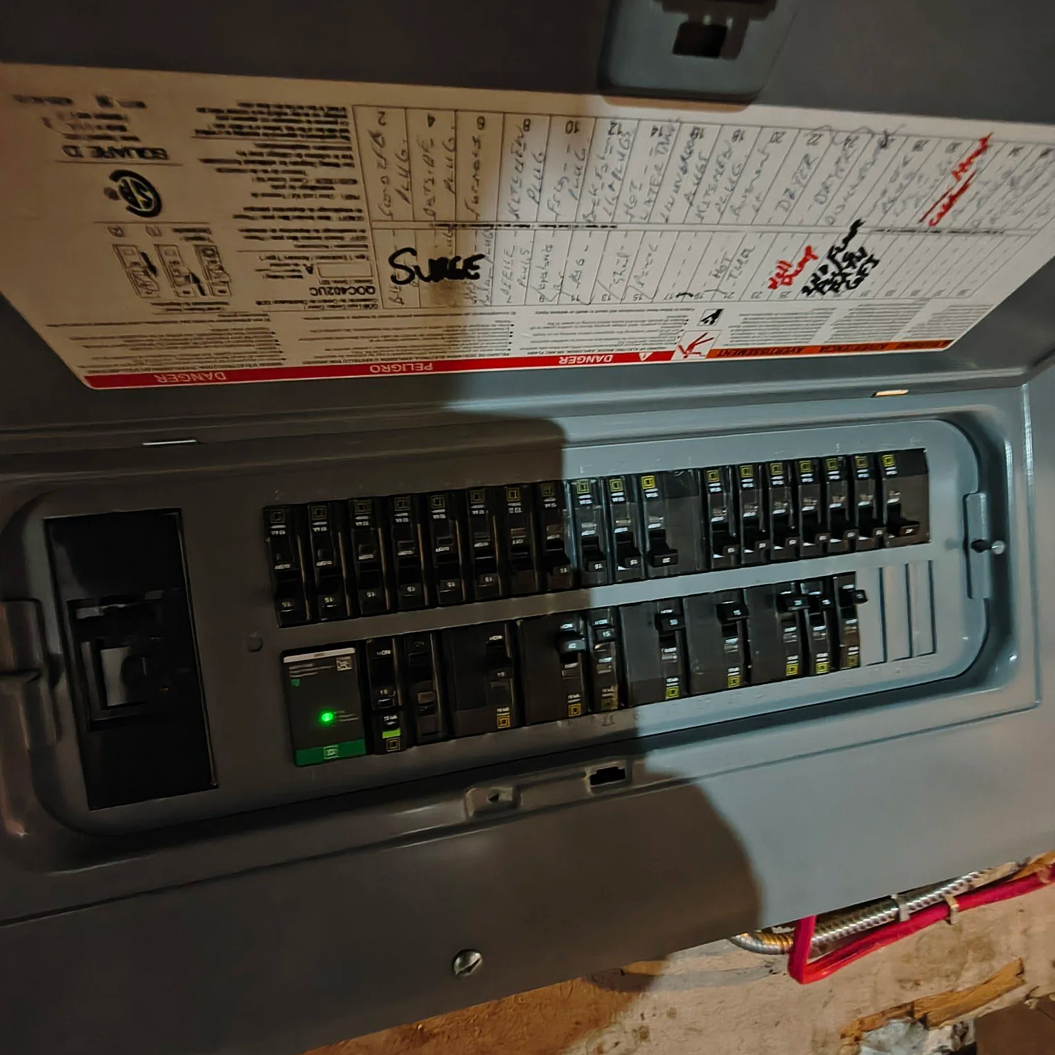 Whole-home surge protection device installed inside a residential electrical panel in Ontario