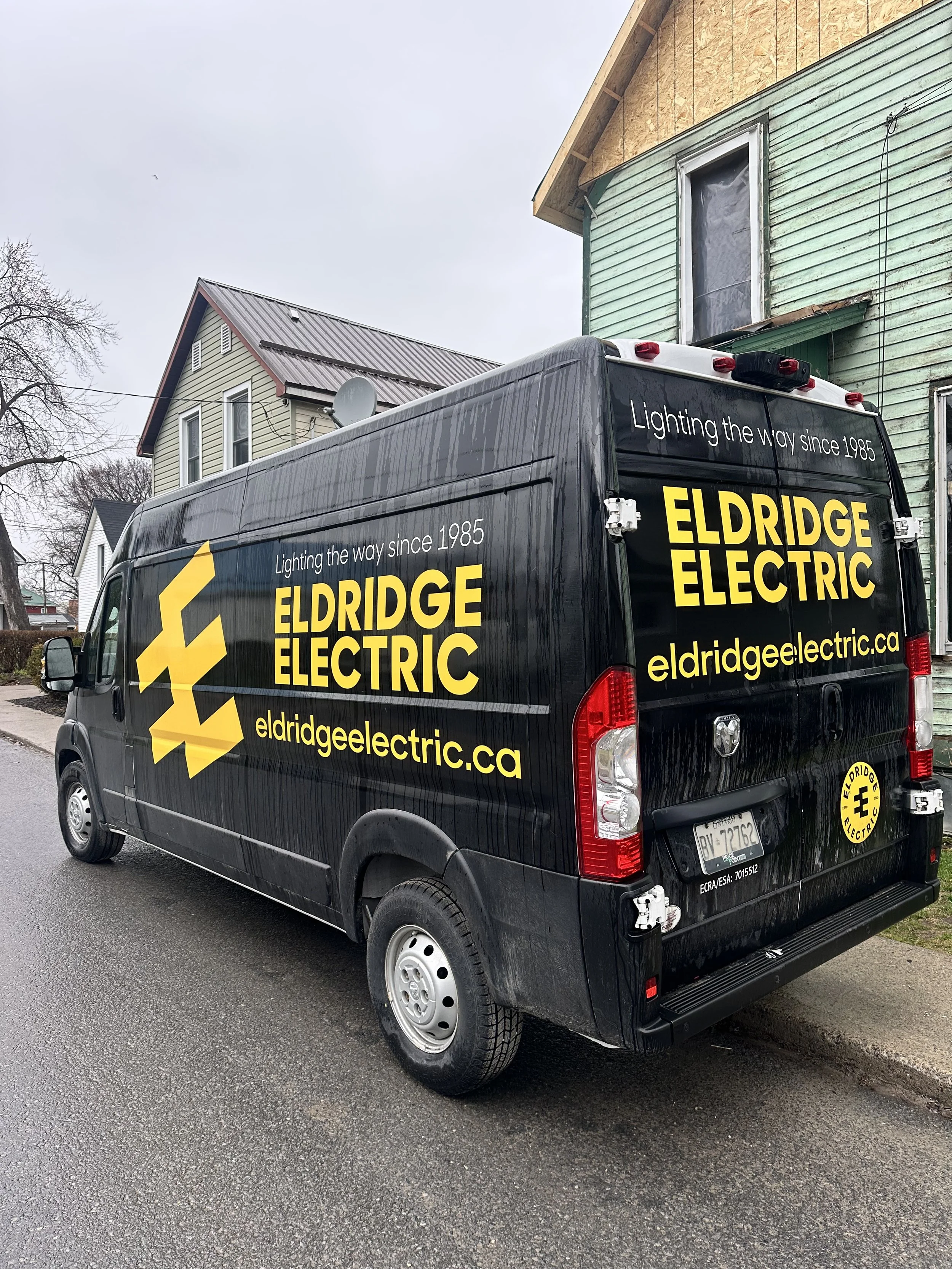 Eldridge Electric branded service van in Brockville Ontario — licensed electricians serving Eastern Ontario since 1985