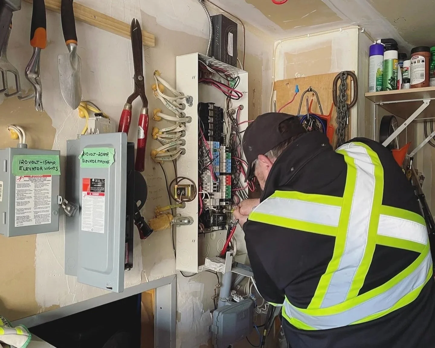 Licensed Eldridge Electric electrician performing electrical panel work at a residential property in Brockville Ontario