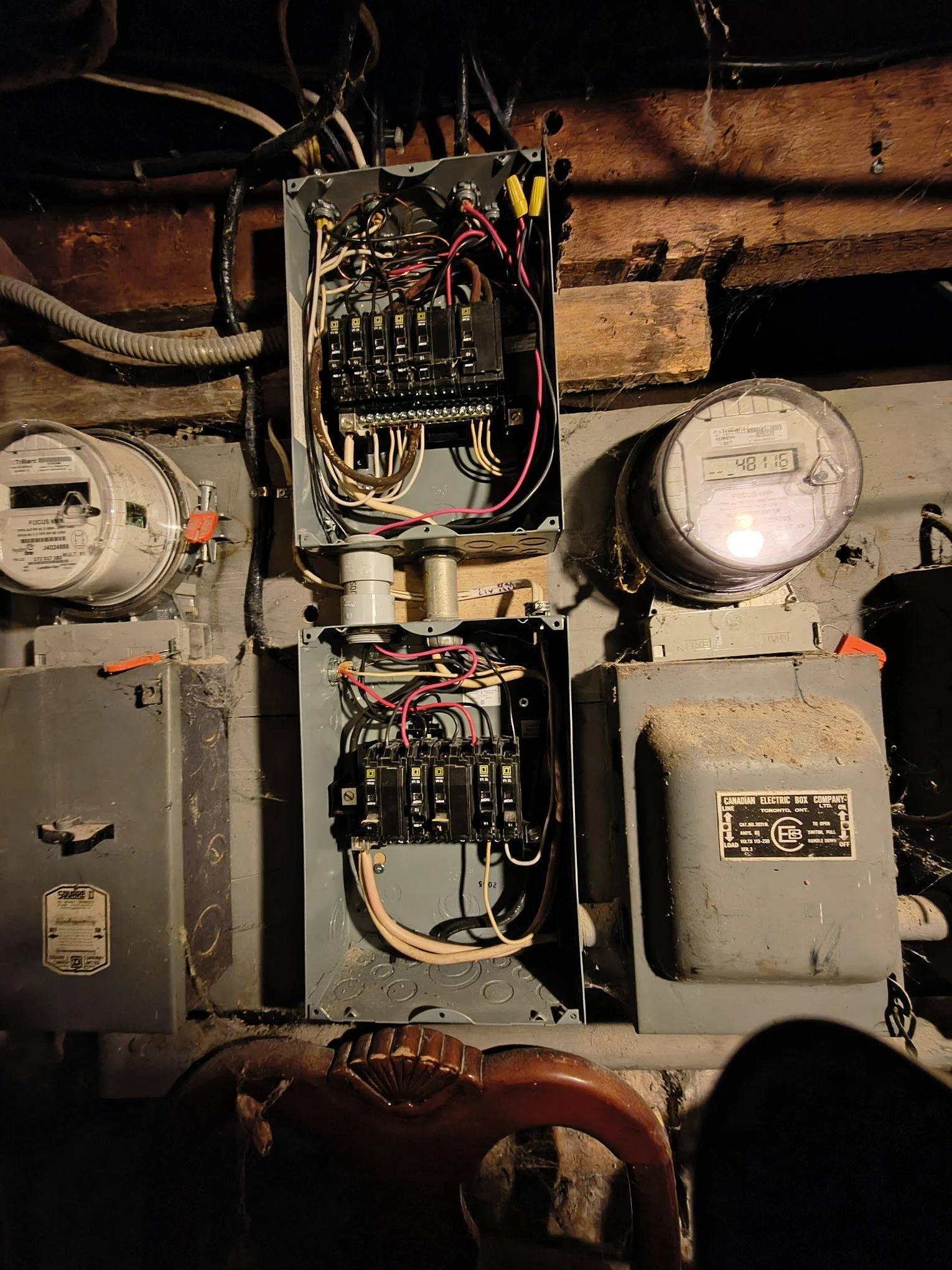 Outdated residential electrical system assessed by licensed electricians during a home electrical inspection in Ontario