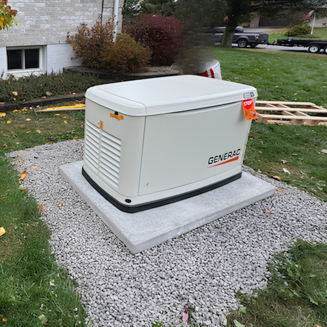 Completed Generac standby generator installation on residential property in Eastern Ontario by Eldridge Electric