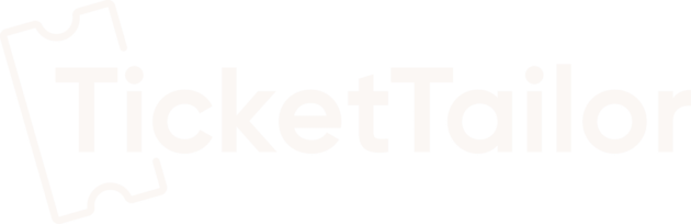 TicketTailor logo with stylized ticket icon and text on a black background.
