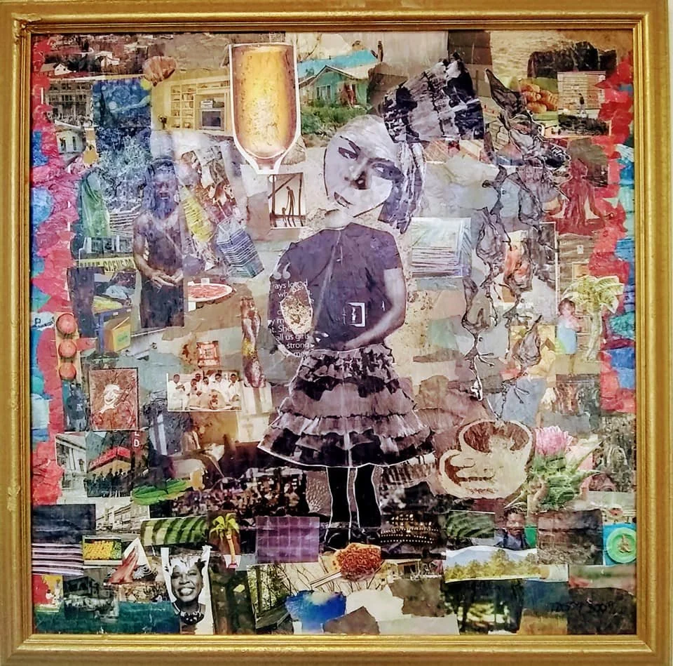 "Avec La Tete," Paper collage on wood, 24" x 24", 2009.