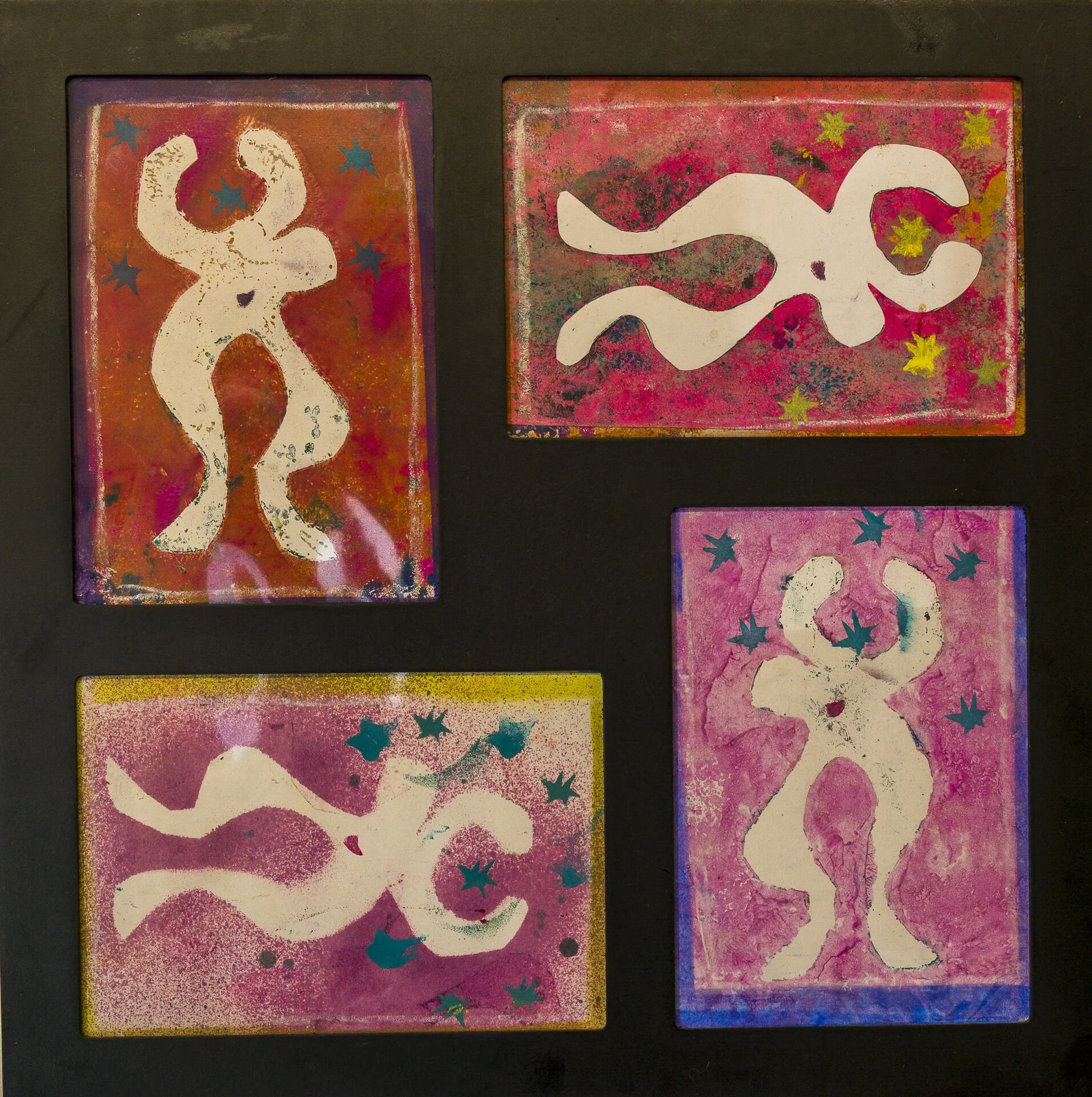 "Warrior," Multimedia collage on paper, 12" x 12", 2025.