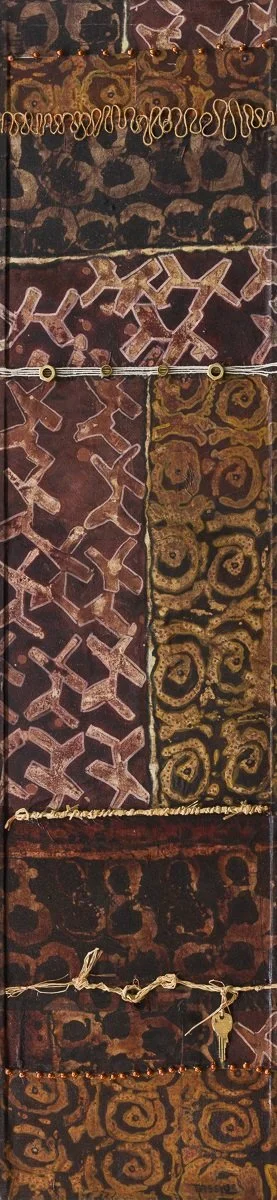 "Jax," Batik on canvas, 12" w x 48" h, 2025.