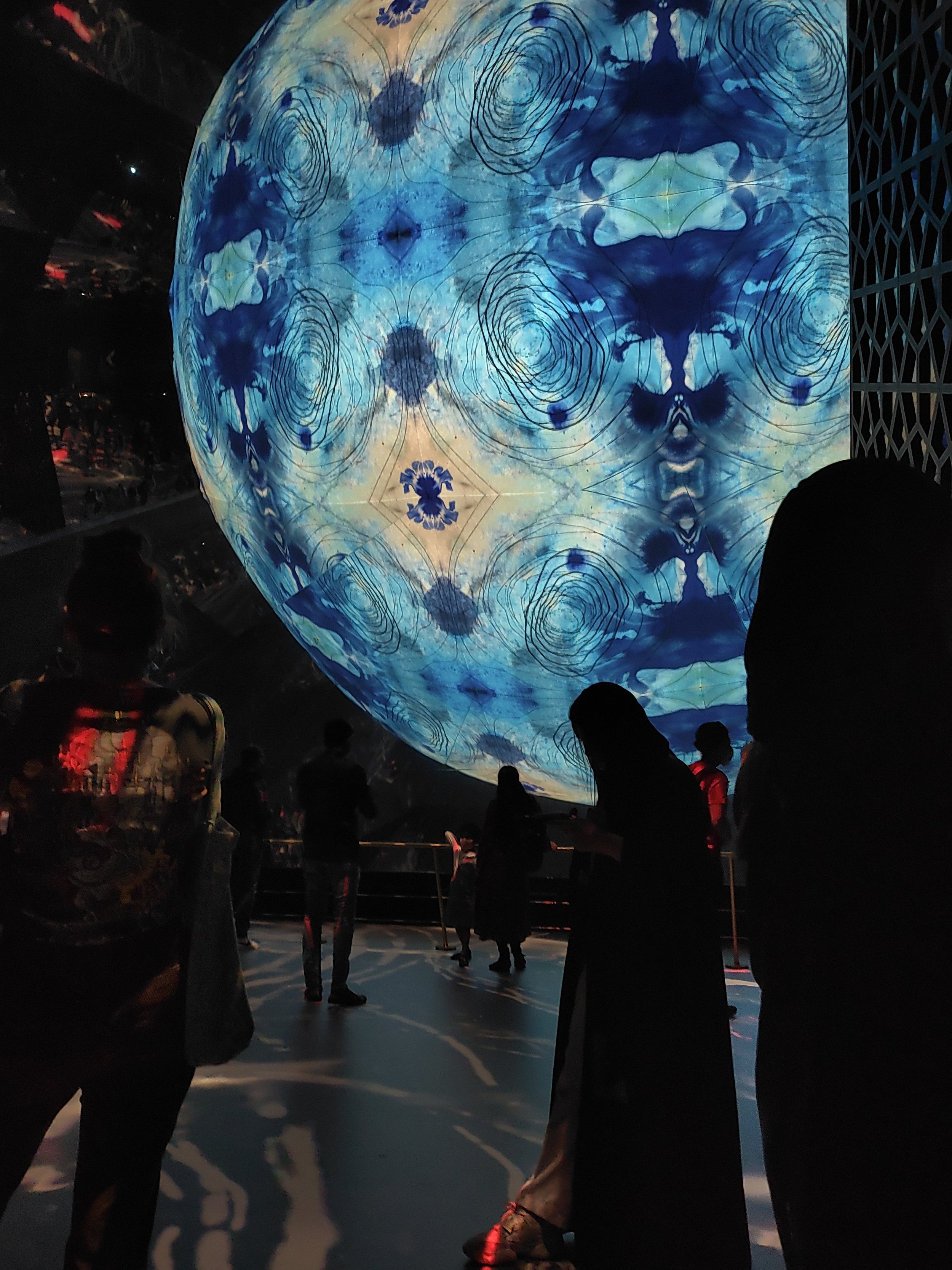 Both the floor and the globe reacted to our movements. Video below.