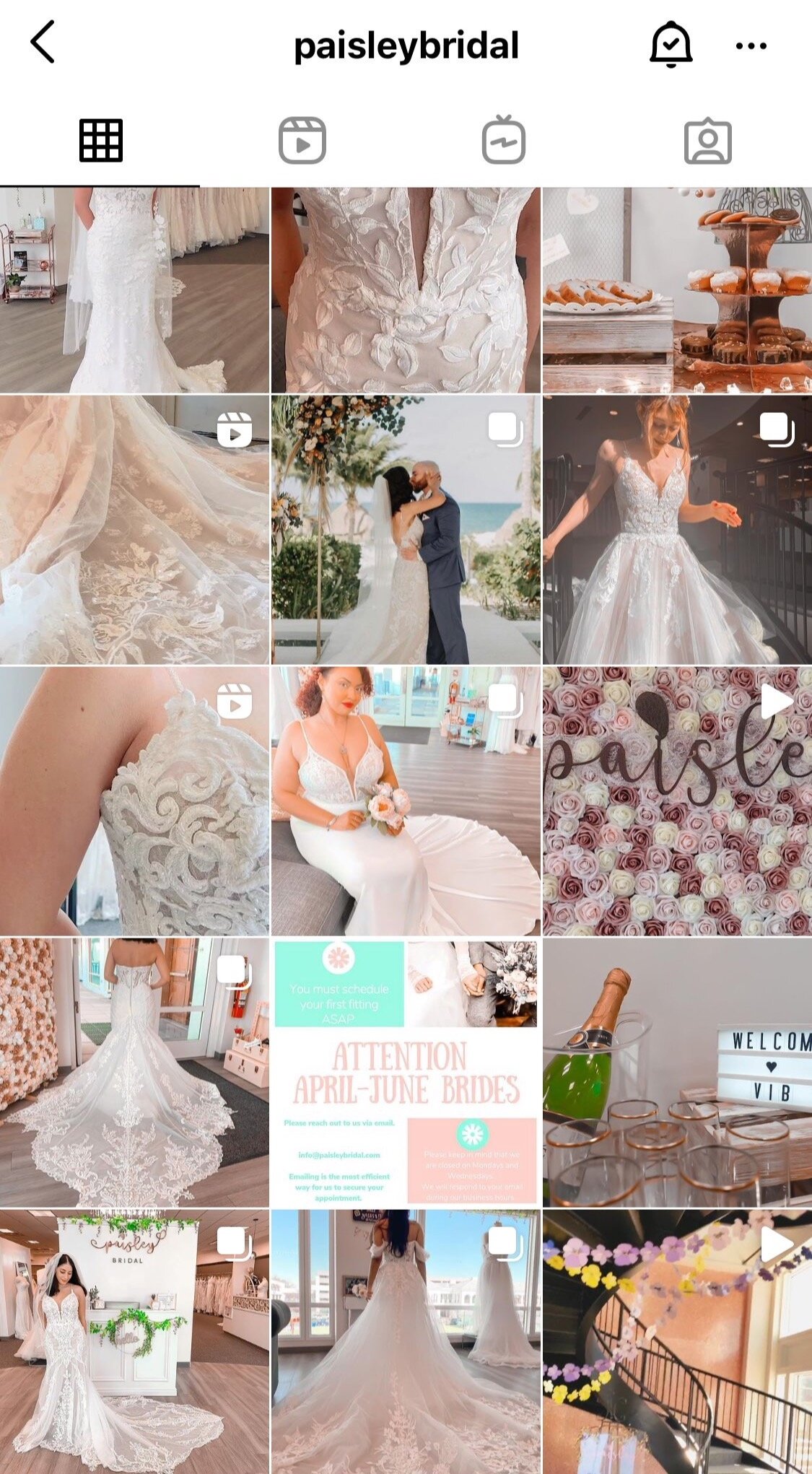 Paisley Bridal’s Instagram feed.