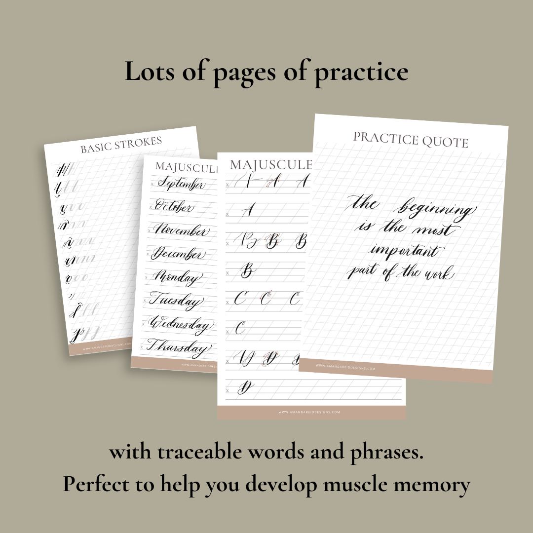 Beginner Modern Calligraphy Workbook — Amanda Reid Designs
