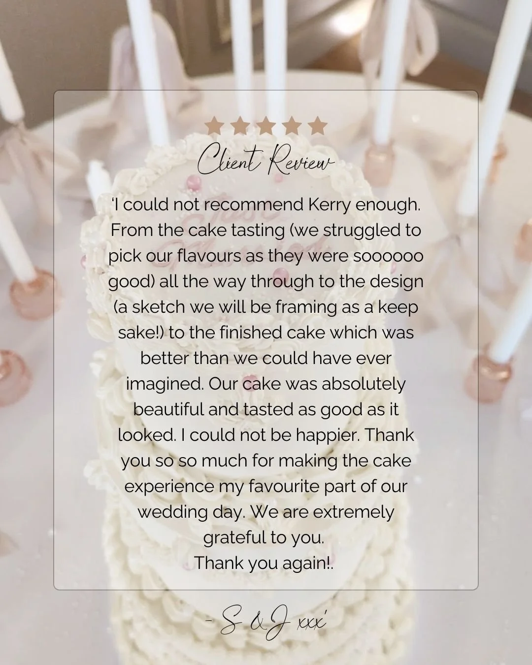A little note of gratitude.

Creating an exceptional wedding cake experience sits at the heart of what I do. It matters just as much as the final design, which is why words like these mean so much. 🤍

#EssexWeddingCakes
#LuxuryWeddingCakes
#UKWeddin