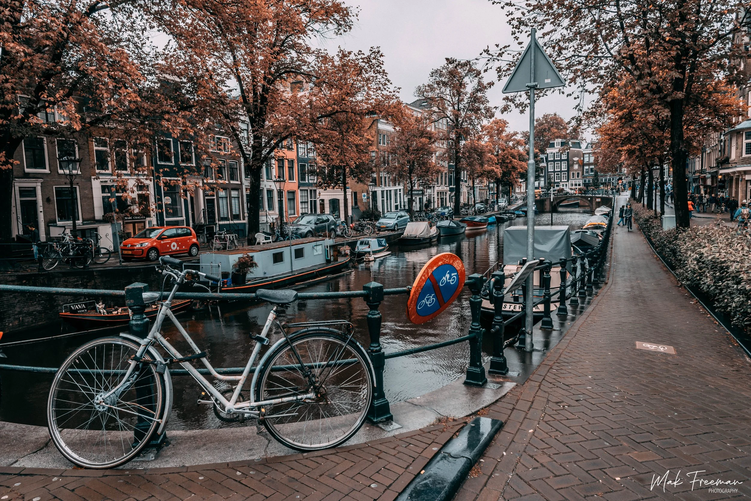 Autumn Canal Charm: Amsterdam Wall Art Print