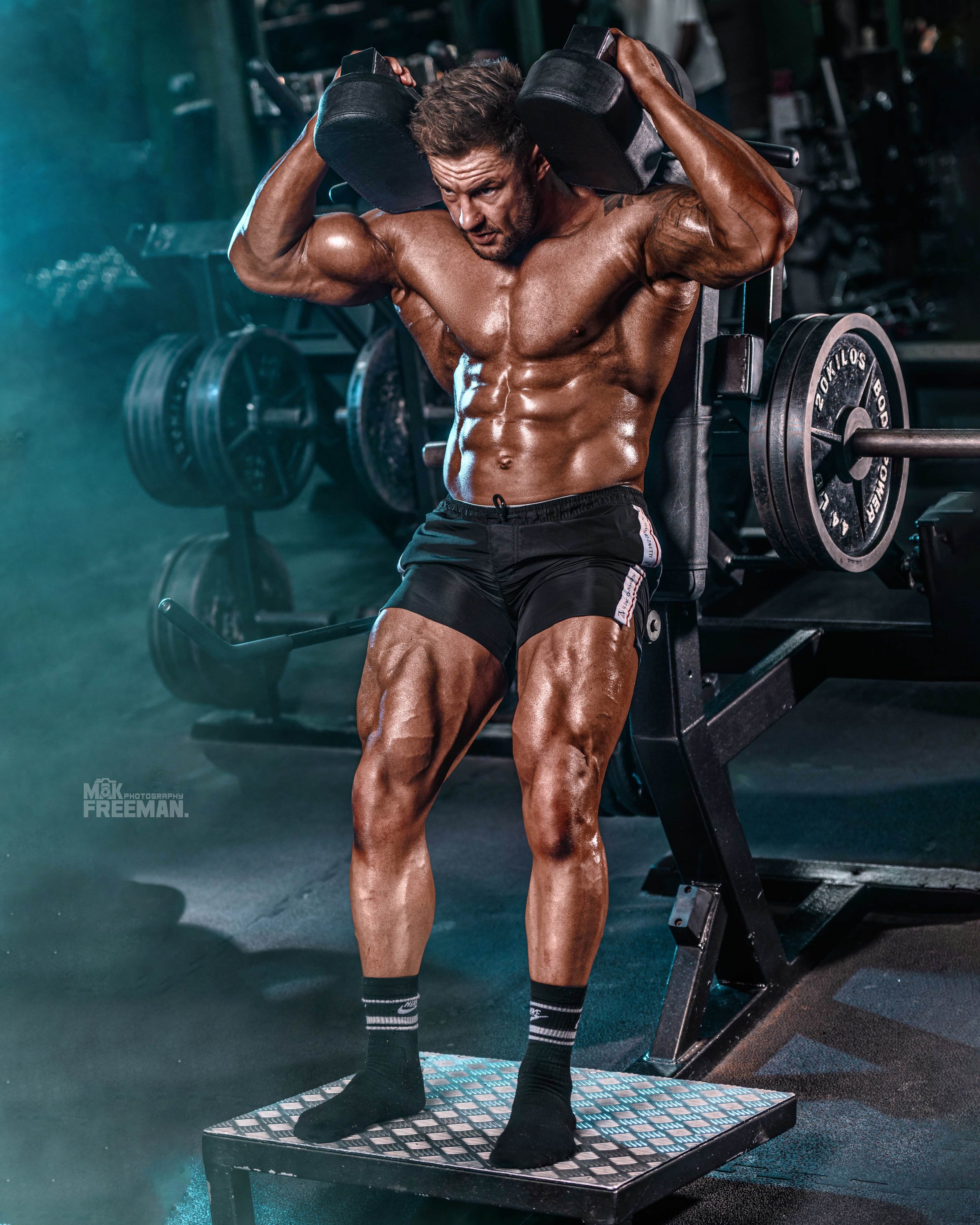 View Of A Muscled Man On A Black Background In Artistic, Fitness And Bodybuilding  Poses. Stock Photo, Picture and Royalty Free Image. Image 17488390.