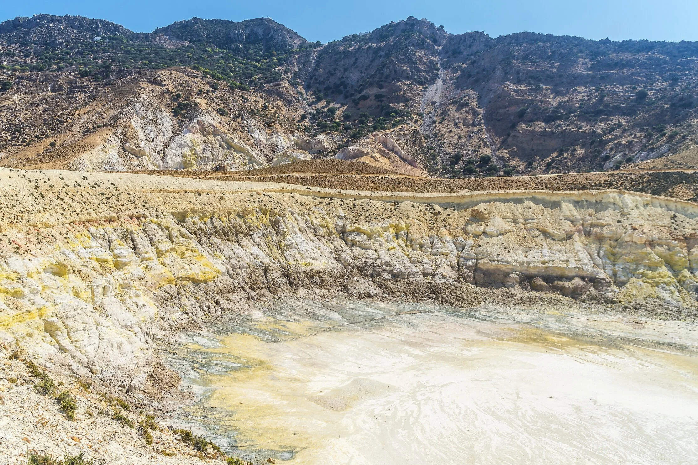 西羅斯島火山口 Stefanos Crater 是最美希臘小島自然奇觀之一。／The Stefanos Crater in Nisyros is a breathtaking natural wonder, ranking among the most beautiful Greek island attractions.