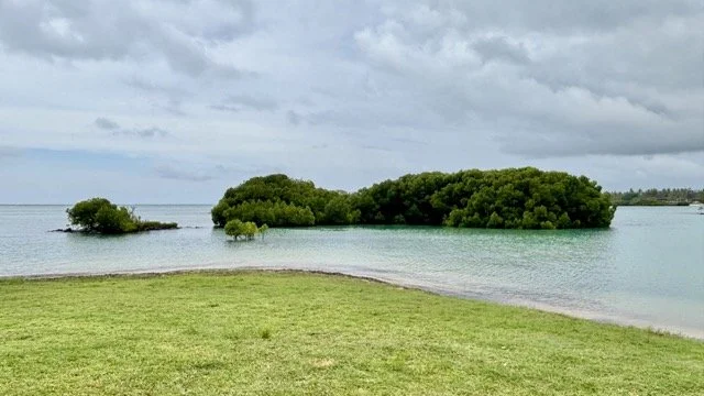 Blue Bay 海洋公園浮潛與玻璃底船場景，透明海水與珊瑚群落為模里西斯浮潛愛好者必訪景點