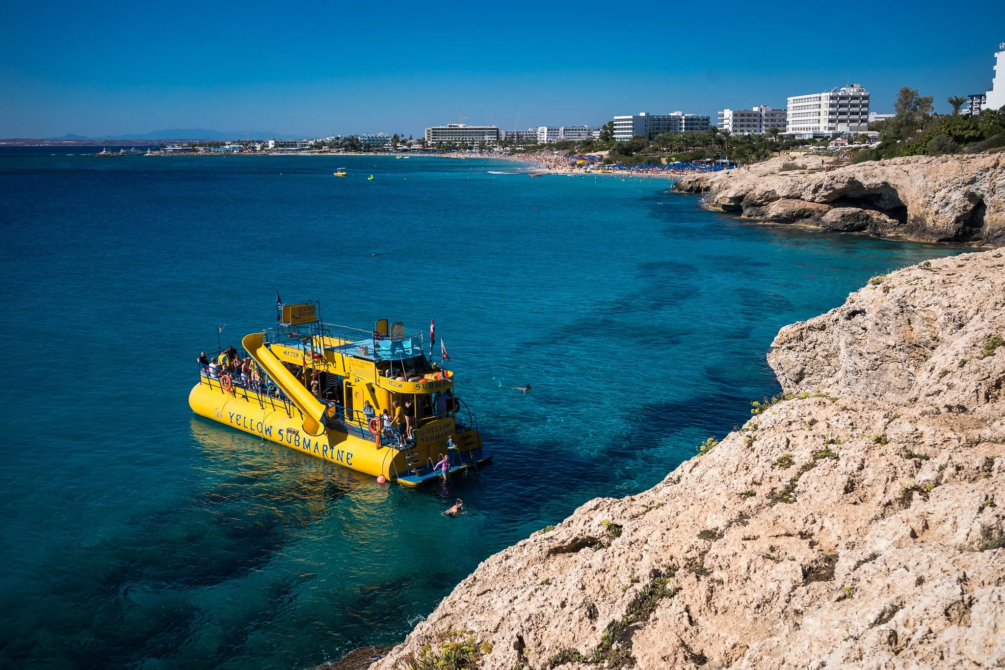Underwater snorkel image at Fig Tree Bay showing reef textures and tropical fish — clear-water marine life photography near Ayia Napa.