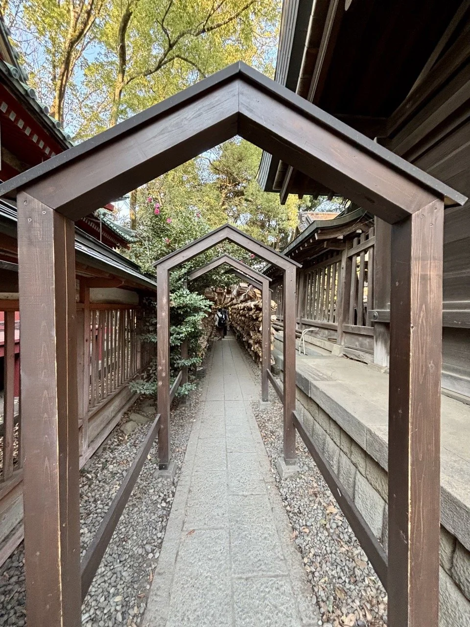 川越冰川神社大型木造鳥居與神社參道，這座以結緣祈願聞名的神社，是川越一日遊與日本文化旅行的重要景點。
