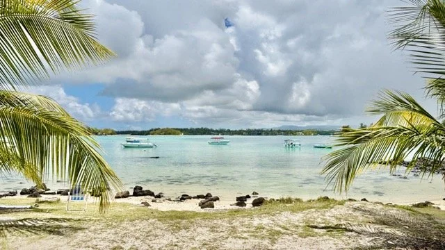 Ile aux Aigrettes 生態保護島導覽船抵岸畫面，導覽員帶領遊客觀察瀕危物種與島上保育工作，呈現模里西斯東岸生態旅遊與教育意義