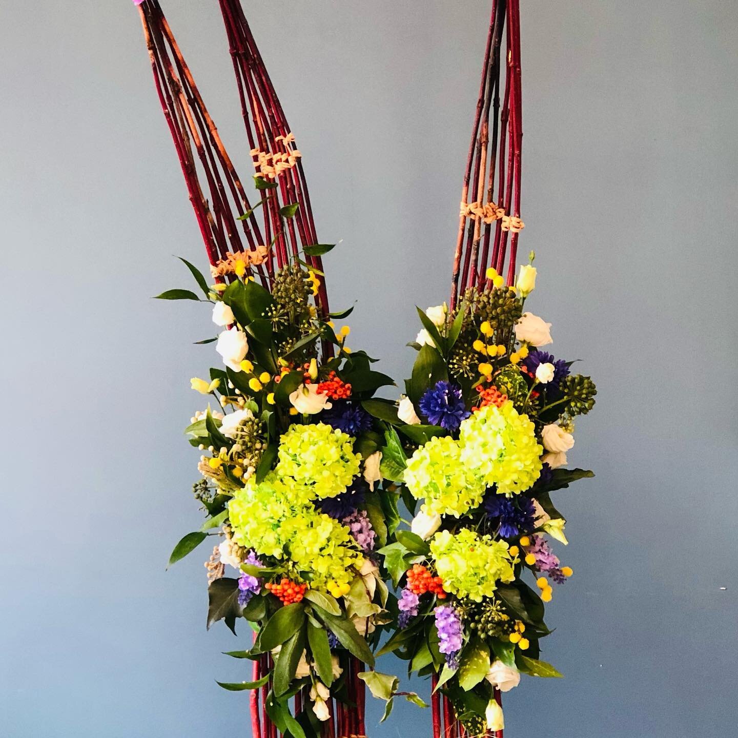 Week 7 of contemporary autumn design. Cornus frames and vertical arrangement fixed on biodegradable oasis block. A ton of work this week but overjoyed with the result  #flowers#autumn#wellbeing. #creating