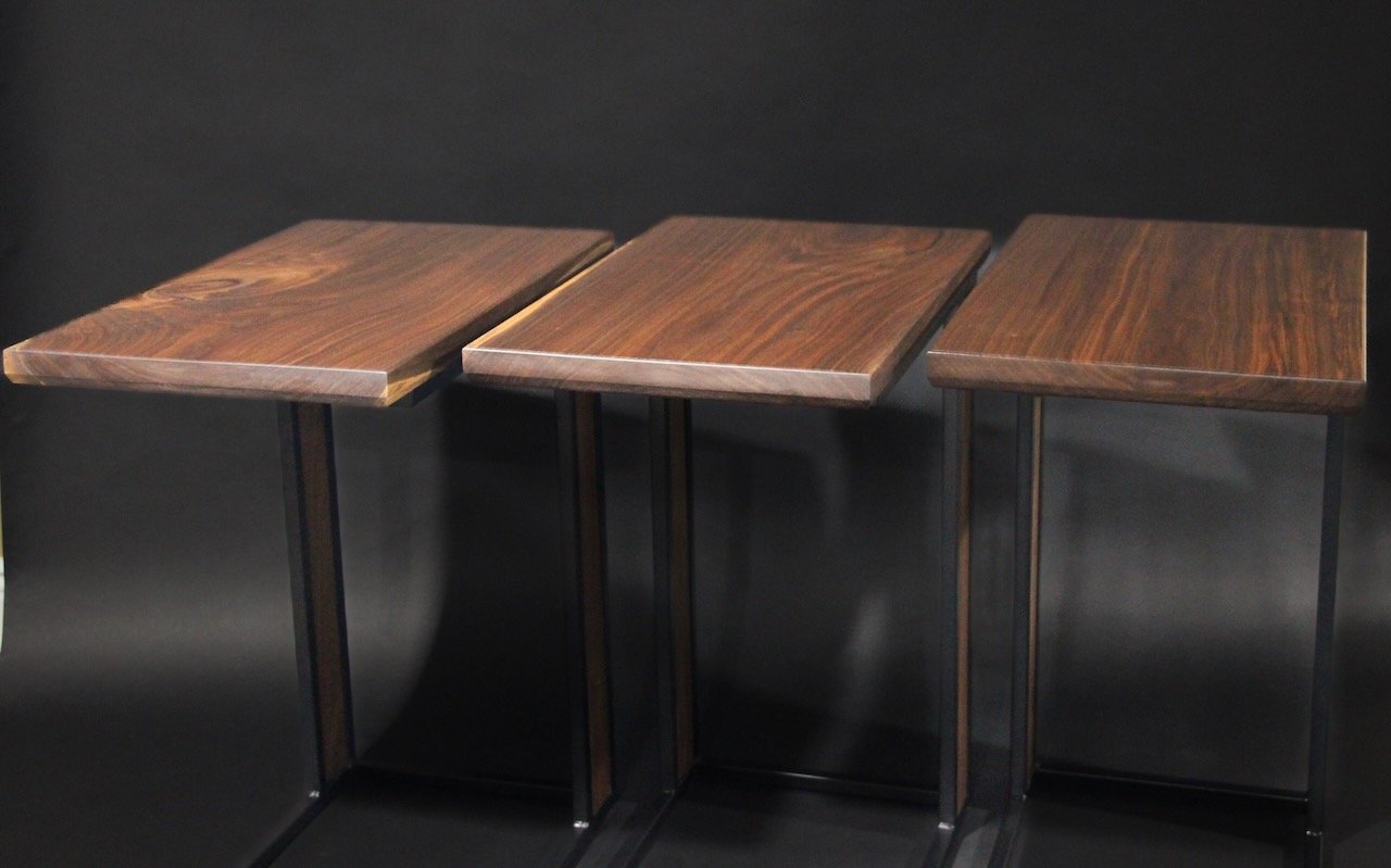 Walnut End Table with custom Walnut Base Inlays