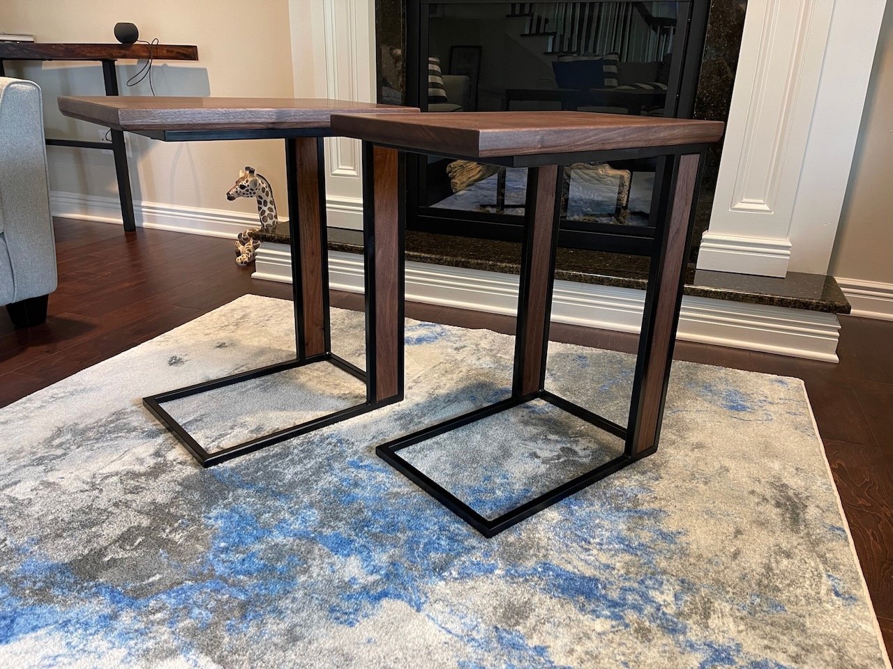 Walnut End Table with custom Walnut Base Inlays