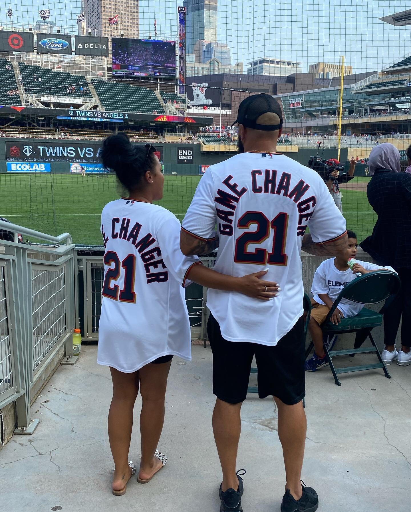 Our community is proud to be led by this awesome duo. Yesterday, they hosted the final day of kids camp with more than 25 graduates then drive downtown Mpls to throw the first pitch at the @twins game. Where they were recognized for the amazing commu