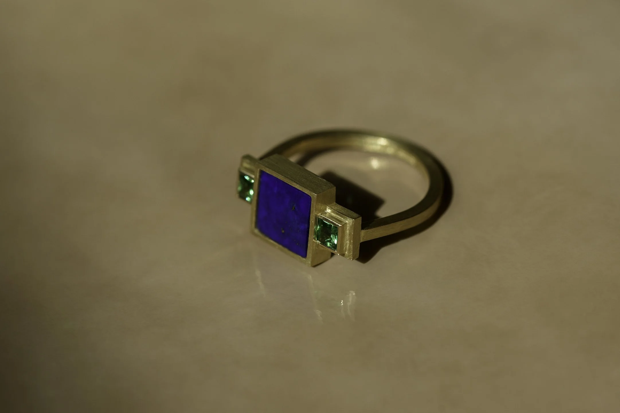 Shivani Chorwadia Saagar gold ring: Lapis Lazuli and green Tsavorite Garnets (Copy)
