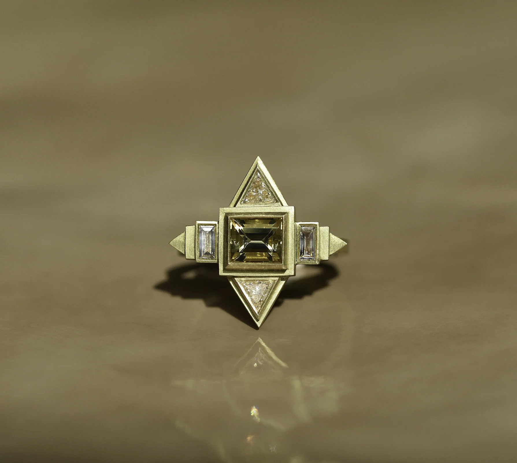 Beryl, Diamonds, 18ct gold ring.