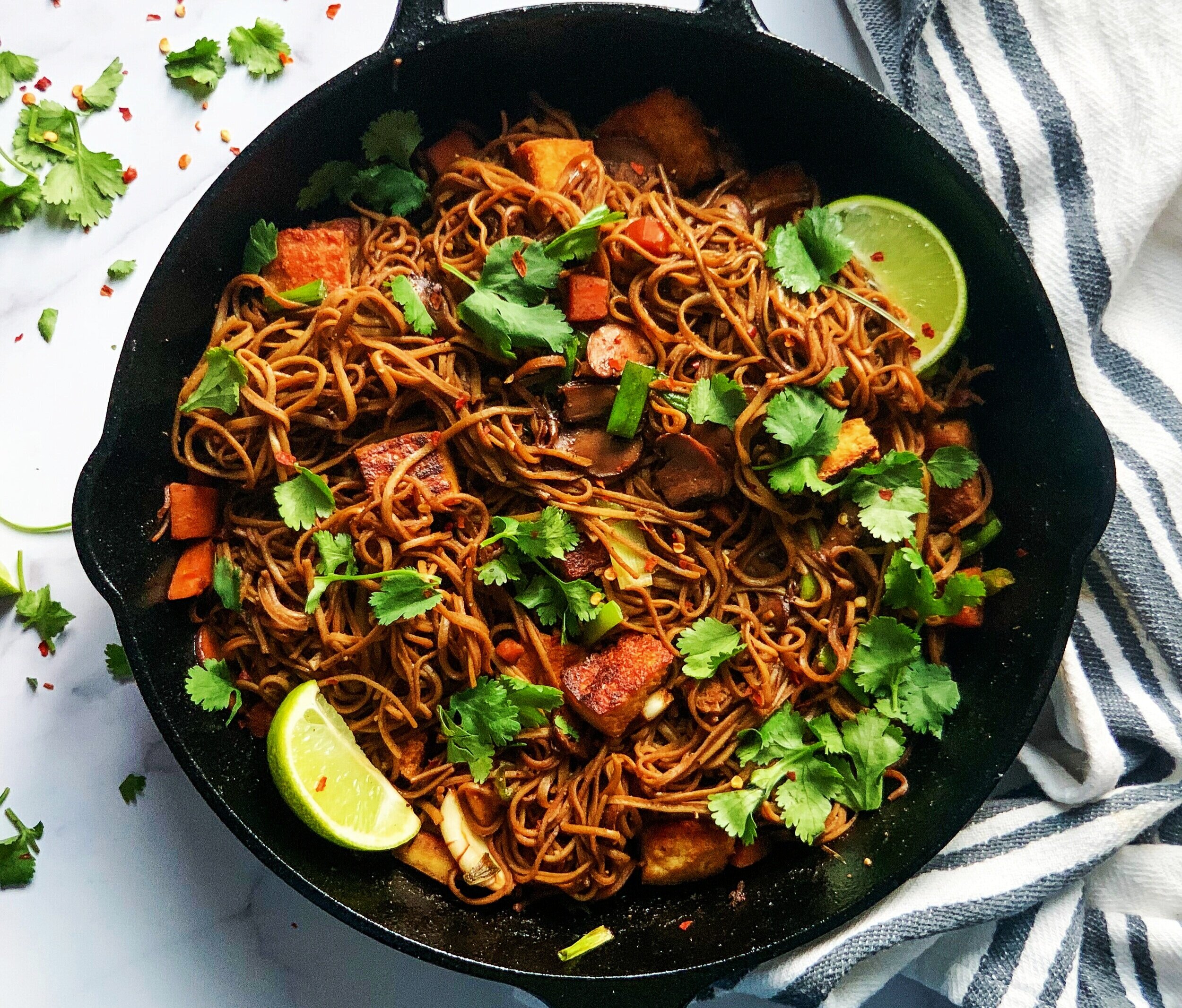 Stir Fry Edamame Noodles and Tofu