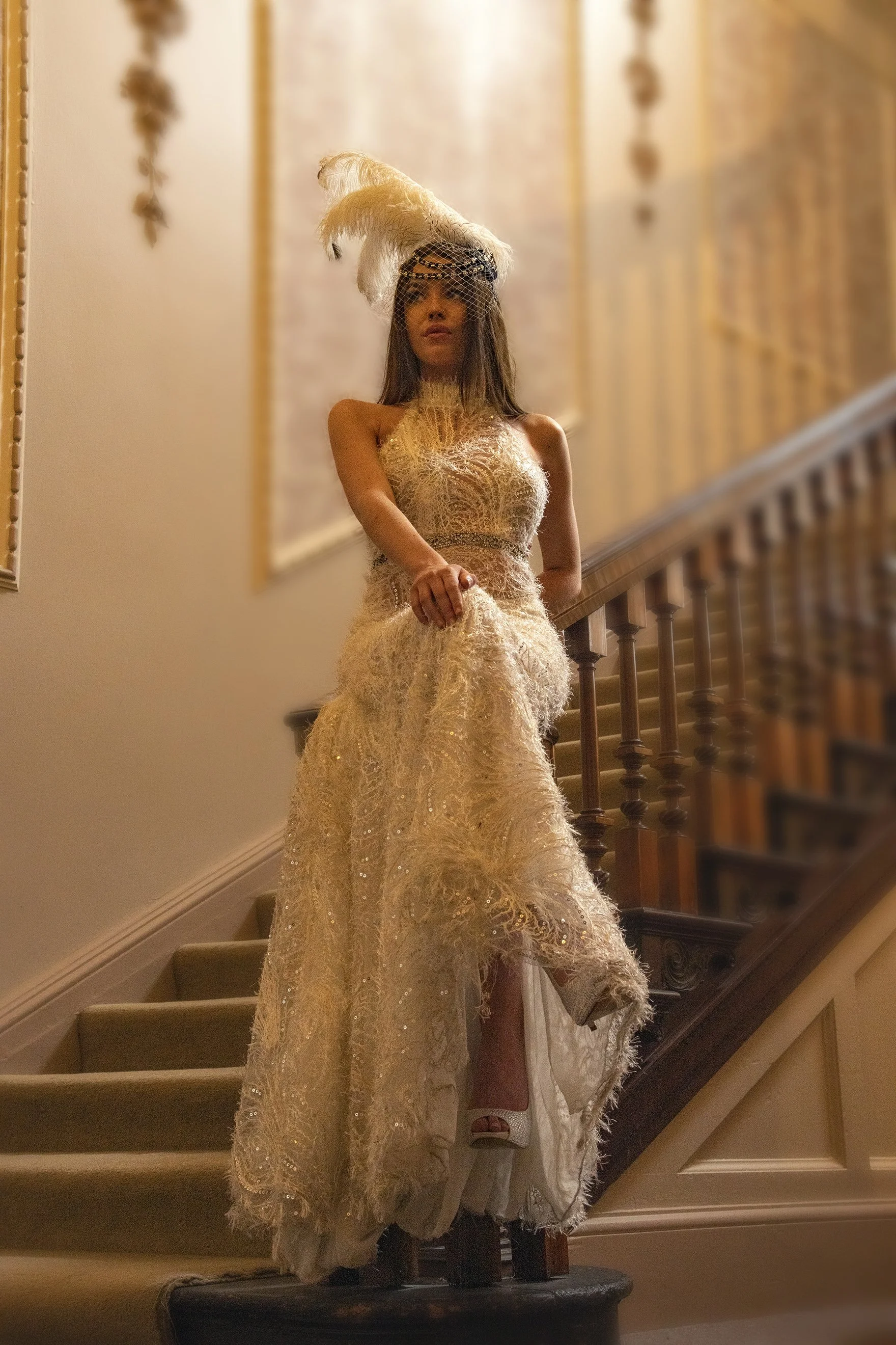 FABULOUS Fishtail Embroidered Evening Dress with low back - @mojgancouturelondon
 @Mereley House